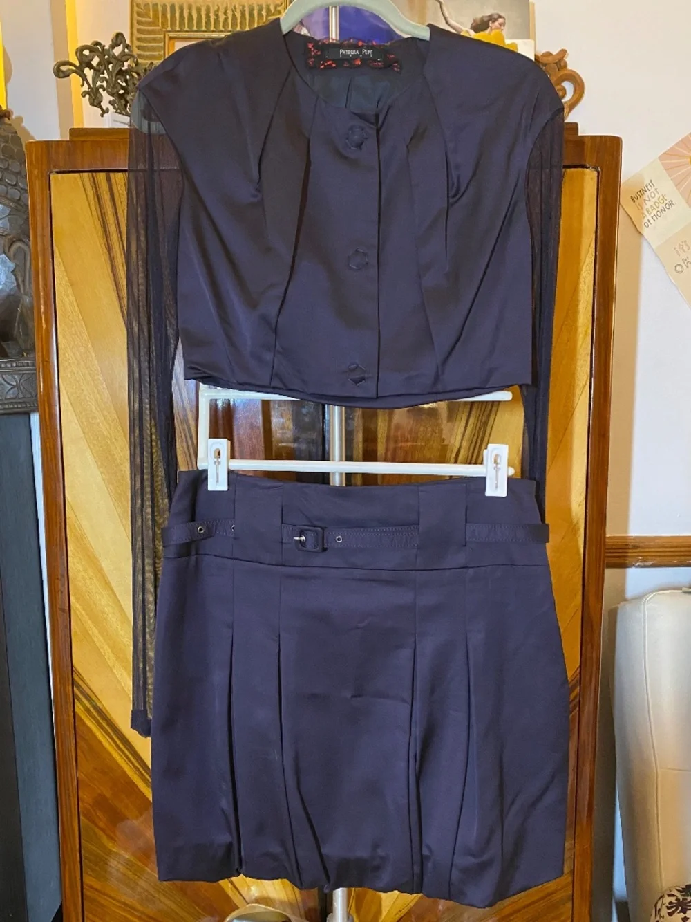 BNWT Archival Patrizia Pepe SERA Y2K Two Piece Skirt Suit Set Mesh Sleeves 42